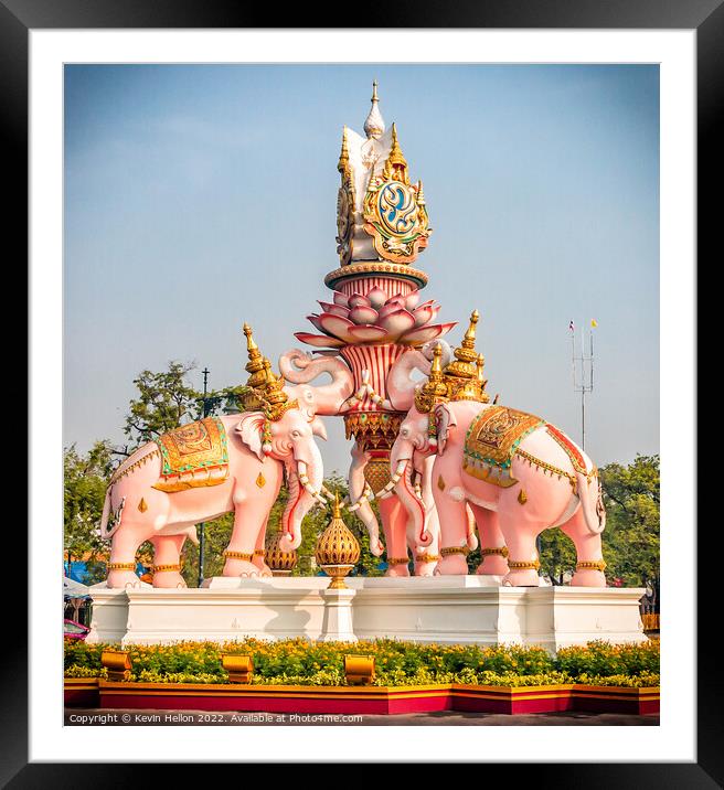 Pink elephants statue,  Framed Mounted Print by Kevin Hellon