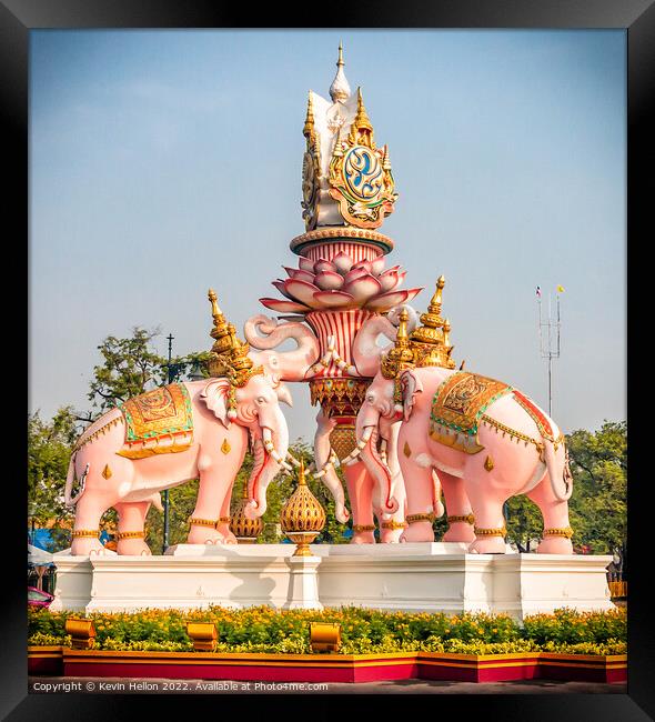 Pink elephants statue,  Framed Print by Kevin Hellon