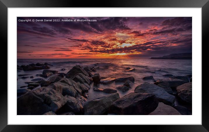 Sunset at Kimmeridge Bay, Isle of Purbeck, Dorset (panoramic) Framed Mounted Print by Derek Daniel