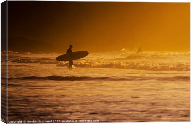 A sundowner surfing session at Fistral in Newquay, Canvas Print by Gordon Scammell