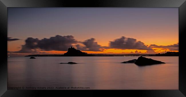 St Michaels mount Sunset  Framed Print by Anthony miners