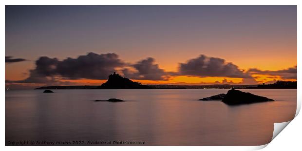 St Michaels mount Sunset  Print by Anthony miners