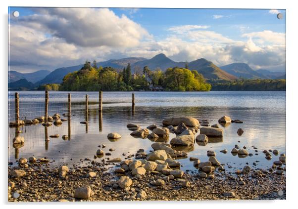 Catbells over Derwentwater Acrylic by Roger Green