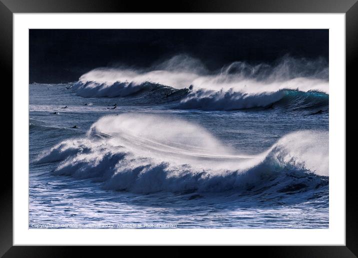 Wild waves in Fistral Bay in Newquay, Cornwall. Framed Mounted Print by Gordon Scammell
