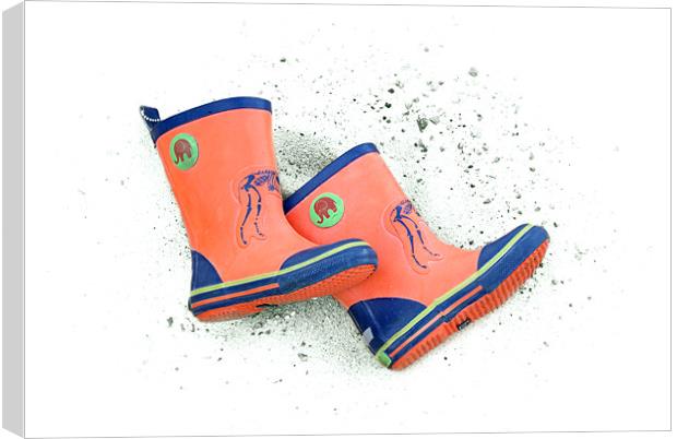 dino wellies Canvas Print by rachael hardie