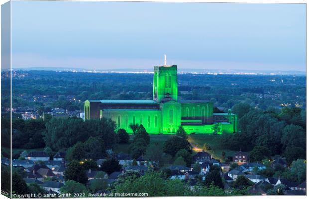 Guildford Cathedral Illuminated Canvas Print by Sarah Smith