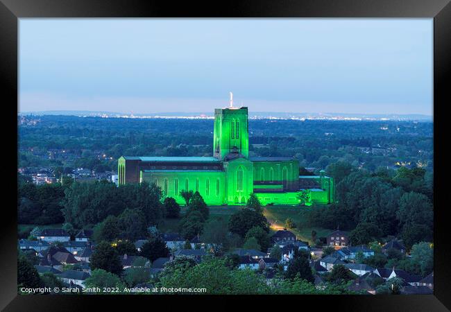 Guildford Cathedral Illuminated Framed Print by Sarah Smith
