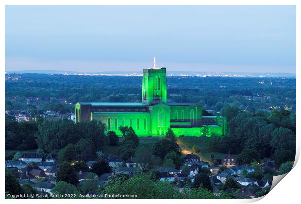 Guildford Cathedral Illuminated Print by Sarah Smith