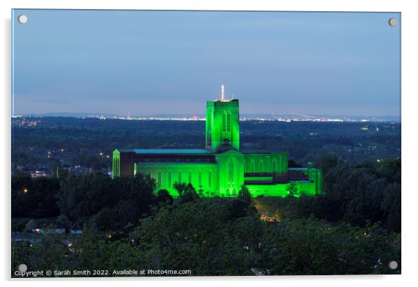 Guildford Cathedral Illuminated Green Acrylic by Sarah Smith