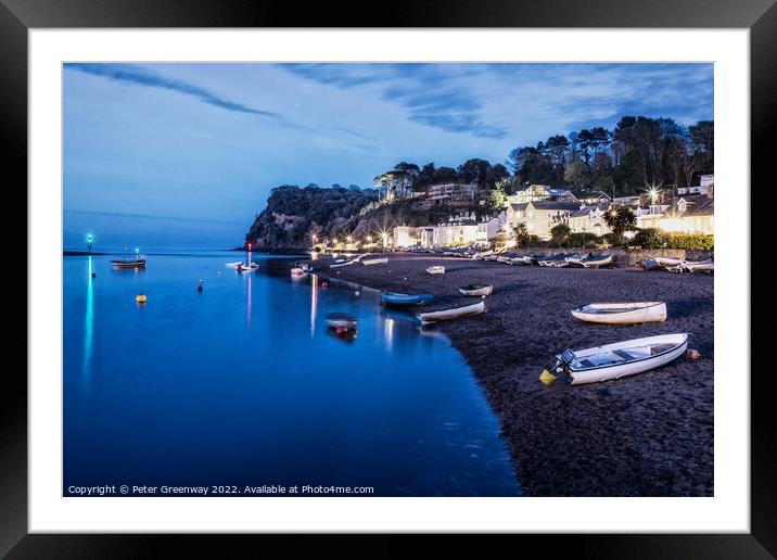 Shaldon Beach At Night Framed Mounted Print by Peter Greenway