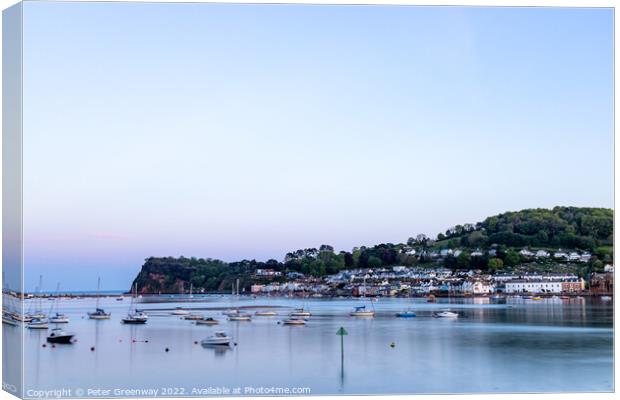 Boats Moored On The River Teign At Sunset In Shaldon, Devon Canvas Print by Peter Greenway