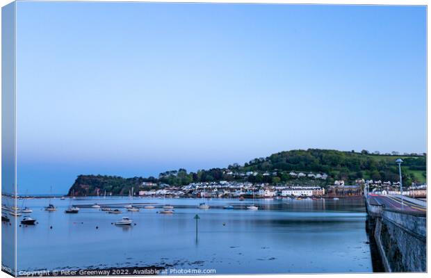 Boats Moored On The River Teign At Sunset In Shaldon, Devon Canvas Print by Peter Greenway