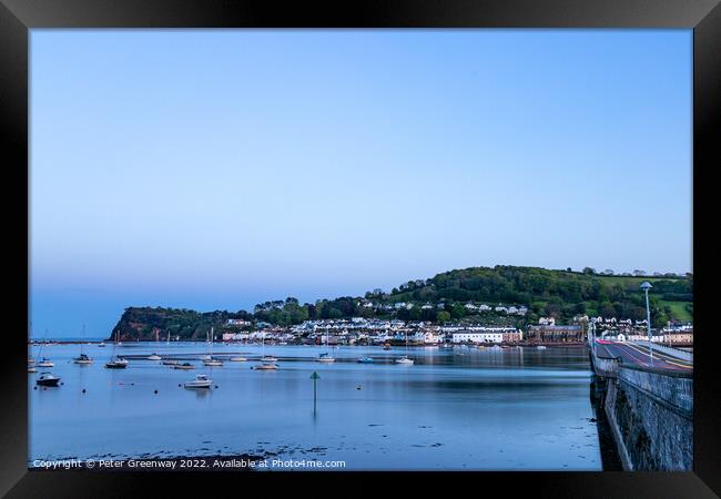 Boats Moored On The River Teign At Sunset In Shaldon, Devon Framed Print by Peter Greenway