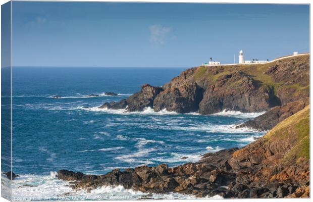 Pendeen Lighthouse, Cornwall Canvas Print by Jim Monk
