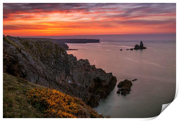 Broad Haven South beach Print by Sandra Kepkowska