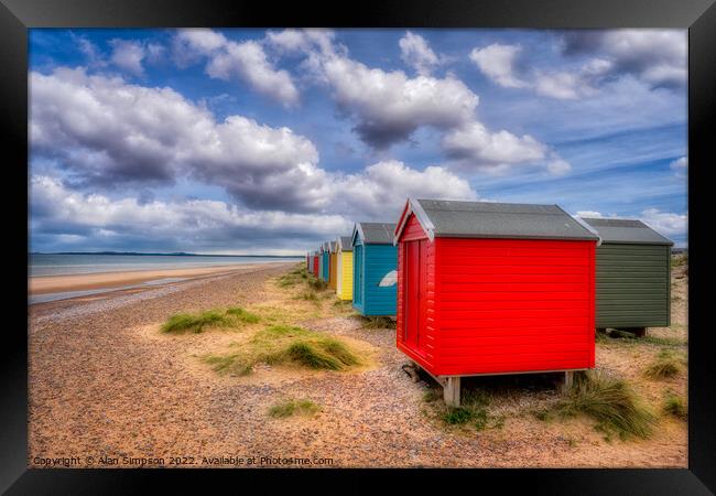 Findhorn Beach Huts Framed Print by Alan Simpson