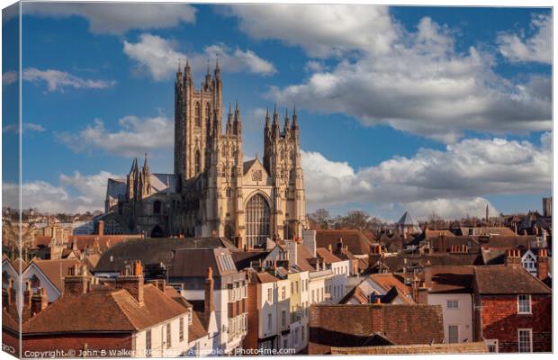 Canterbury Cathedral Towering Majestically Over the City Canvas Print by John B Walker LRPS