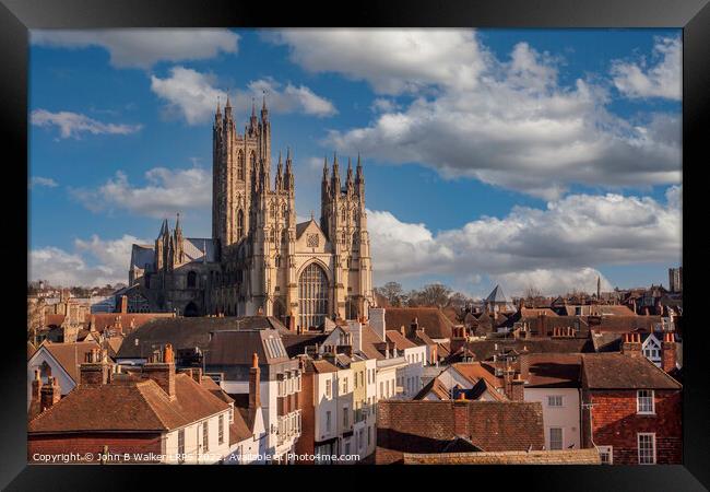 Canterbury Cathedral Towering Majestically Over the City Framed Print by John B Walker LRPS