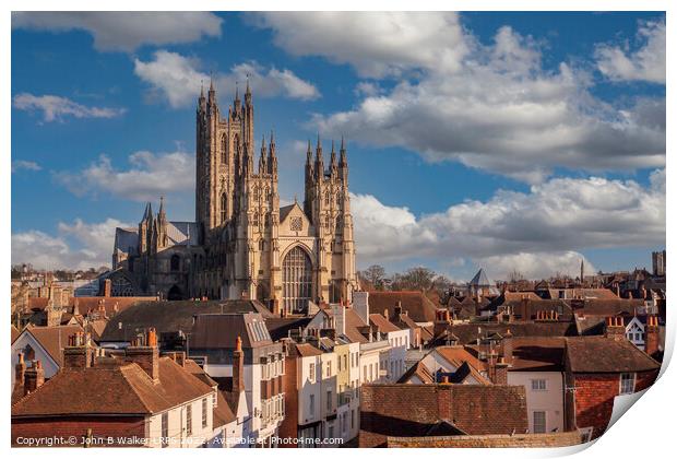 Canterbury Cathedral Towering Majestically Over the City Print by John B Walker LRPS