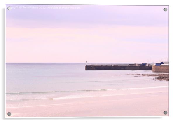 Flat Sea at Newlyn Acrylic by Terri Waters