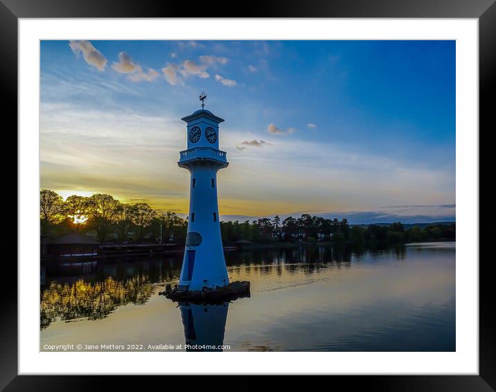 Lighthouse at Sunset  Framed Mounted Print by Jane Metters