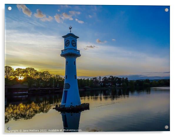 Lighthouse at Sunset  Acrylic by Jane Metters