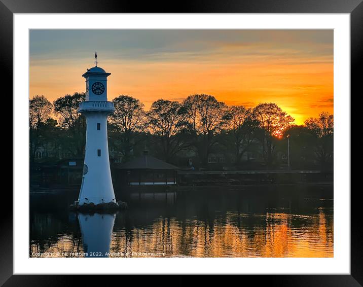 Roath Park Clock Tower Sunset Framed Mounted Print by nic 744