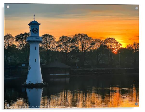 Roath Park Clock Tower Sunset Acrylic by nic 744