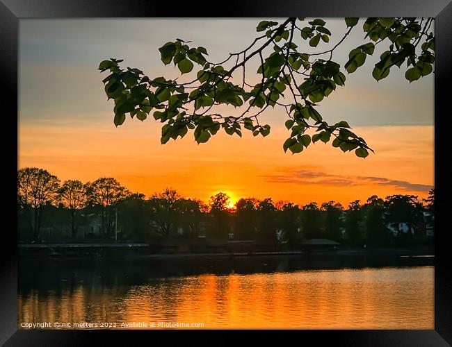 Roath park lake sunset Framed Print by nic 744