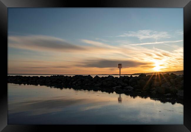 Llanelli Beach Sunset Framed Print by Mal Spain