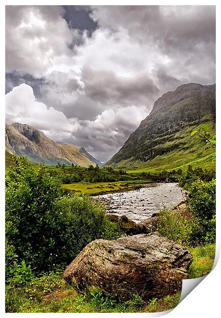 Looking along the River Coe to Glencoe Print by Jacqi Elmslie