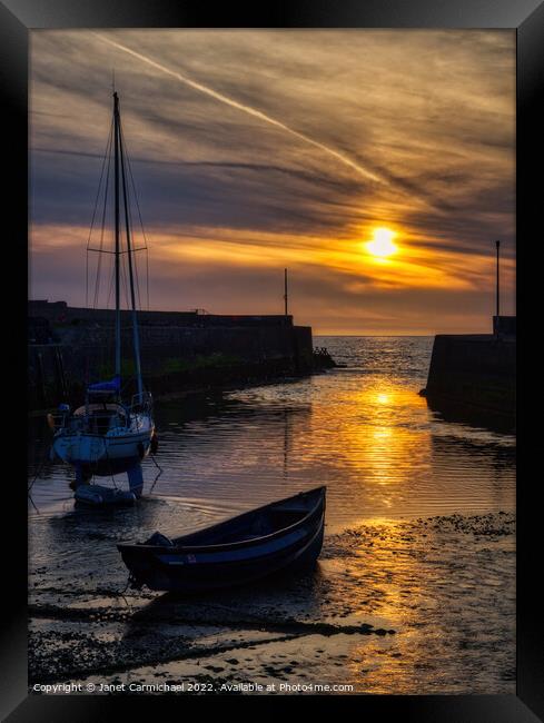 Serene Sunset over Aberaeron Harbour Framed Print by Janet Carmichael