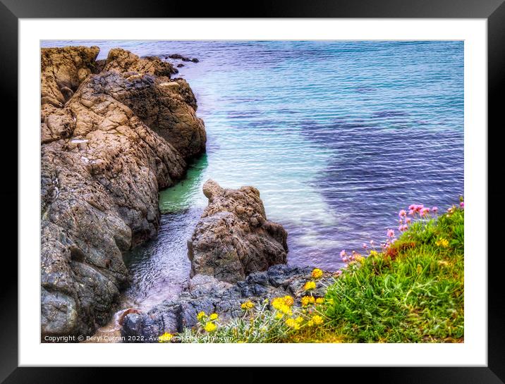 Coastal Wildflowers at Cadgwith Cove Framed Mounted Print by Beryl Curran