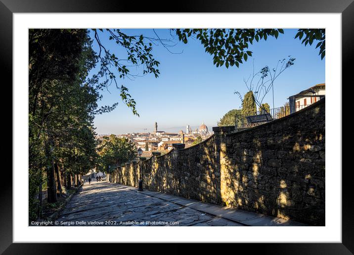 the scalea del Monte alle Croci in Florence, Italy Framed Mounted Print by Sergio Delle Vedove