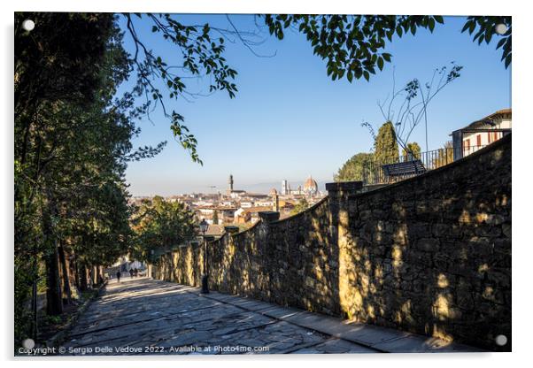 the scalea del Monte alle Croci in Florence, Italy Acrylic by Sergio Delle Vedove
