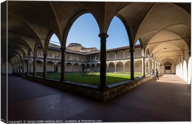 Large cloister in the Santa Croce church in Florence, Italy Canvas Print by Sergio Delle Vedove