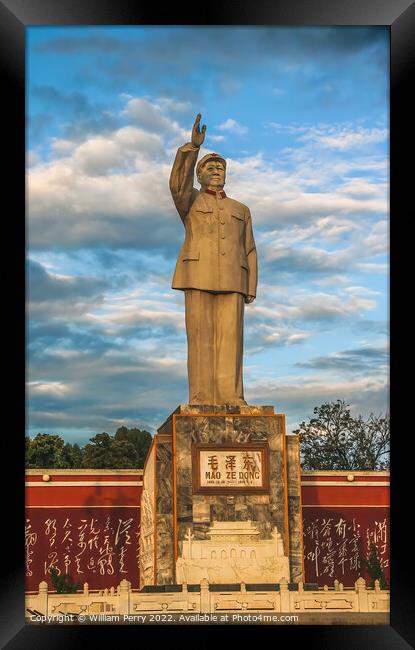 Statue of Mao Ze Dong Lijiang Yunnan Province China Framed Print by William Perry