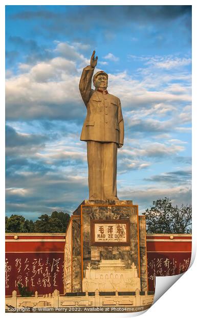 Statue of Mao Ze Dong Lijiang Yunnan Province China Print by William Perry