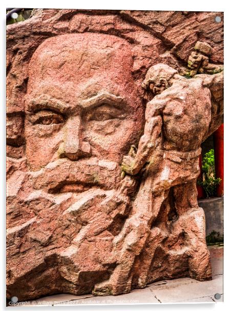 Karl Marx Stone Statue Chongqing Sichuan China  Acrylic by William Perry