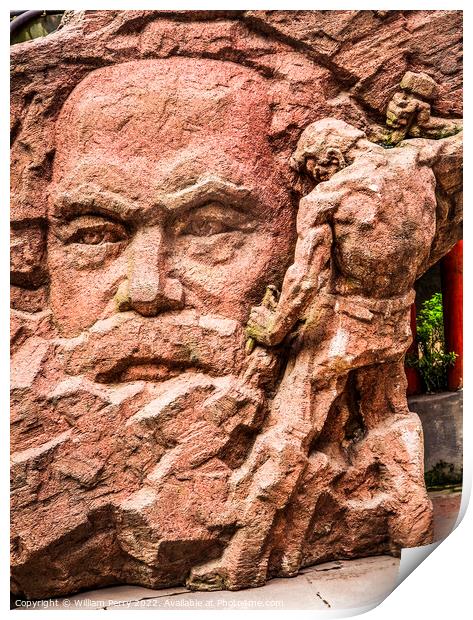 Karl Marx Stone Statue Chongqing Sichuan China  Print by William Perry