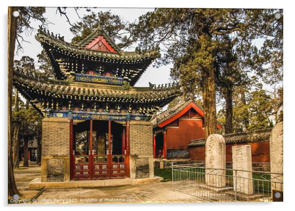 Pavilion Memorial Tablets Mencius Temple Zocheng Shandong China Acrylic by William Perry