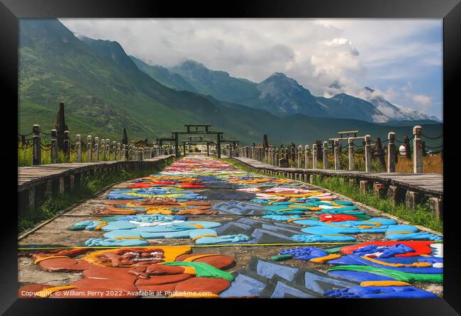 Colorful Road Temple, Naxi Village Lijiang Yunnan China Framed Print by William Perry
