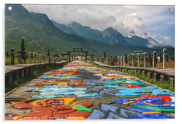 Colorful Road Temple, Naxi Village Lijiang Yunnan China Acrylic by William Perry