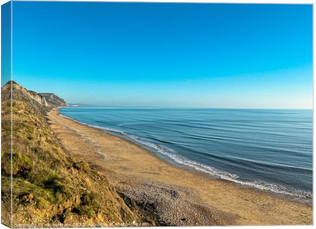 The Sand and Sea at Charmouth Beach Canvas Print by nic 744