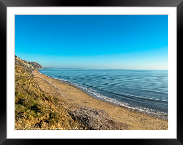 The Sand and Sea at Charmouth Beach Framed Mounted Print by nic 744