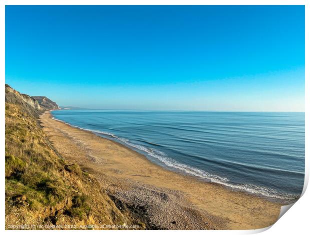 The Sand and Sea at Charmouth Beach Print by nic 744