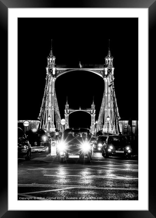Iconic Albert bridge in black and white Framed Mounted Print by Milton Cogheil