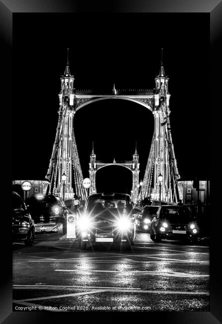Iconic Albert bridge in black and white Framed Print by Milton Cogheil