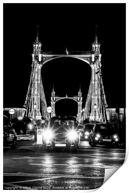 Iconic Albert bridge in black and white Print by Milton Cogheil