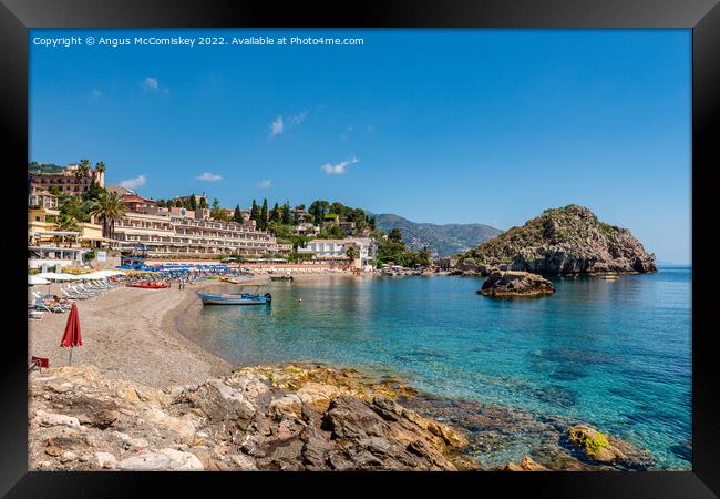 Mazzaro Beach, Taormina, Sicily Framed Print by Angus McComiskey